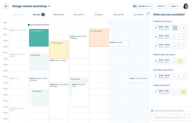 A scheduling page Attendar can create