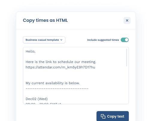 Copy & paste proposed times