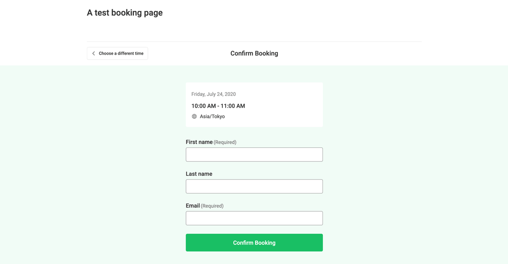 YouCanBook.Me booking confirmation form