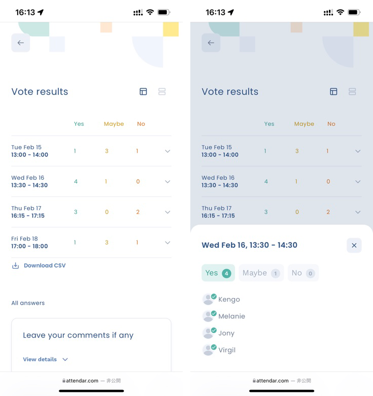 Table view for Poll results is now available