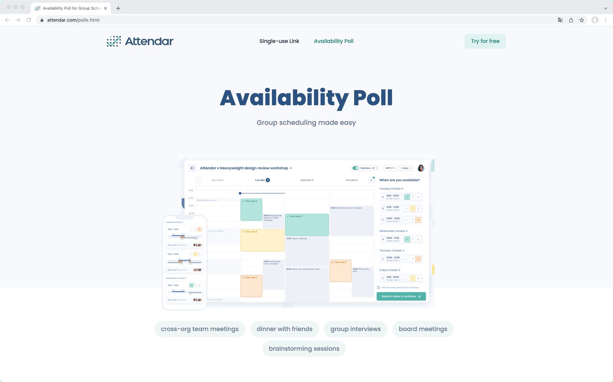 How to create Availability Poll with Attendar (it's free)